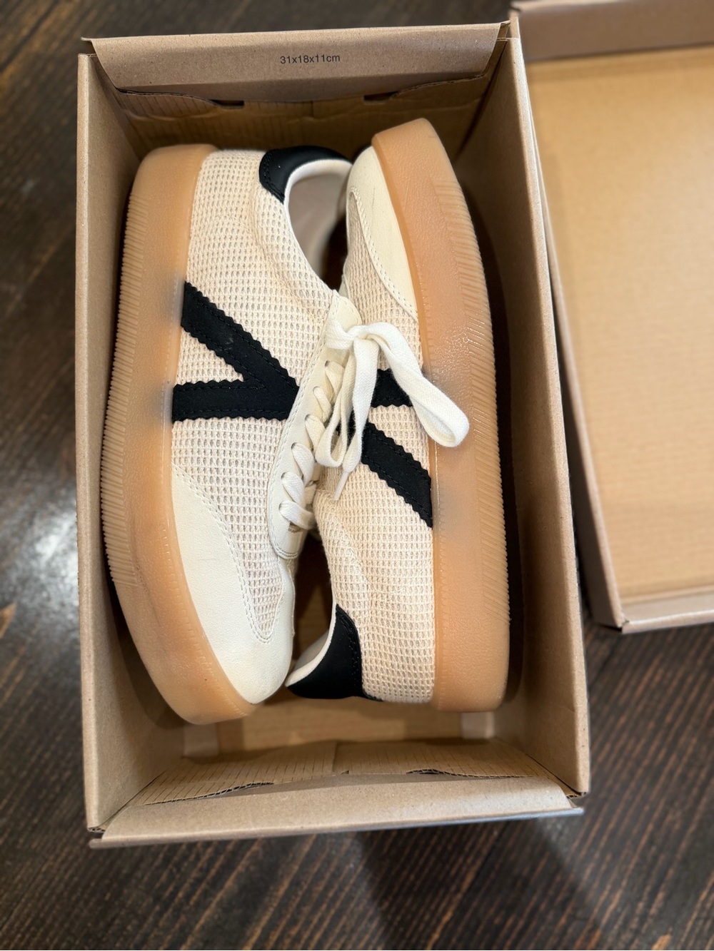 MIA Cream Knit Lace-Up Sneakers with Black Accents